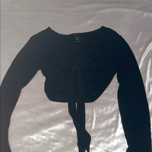 Windsor Black Tie-Front Crop Top